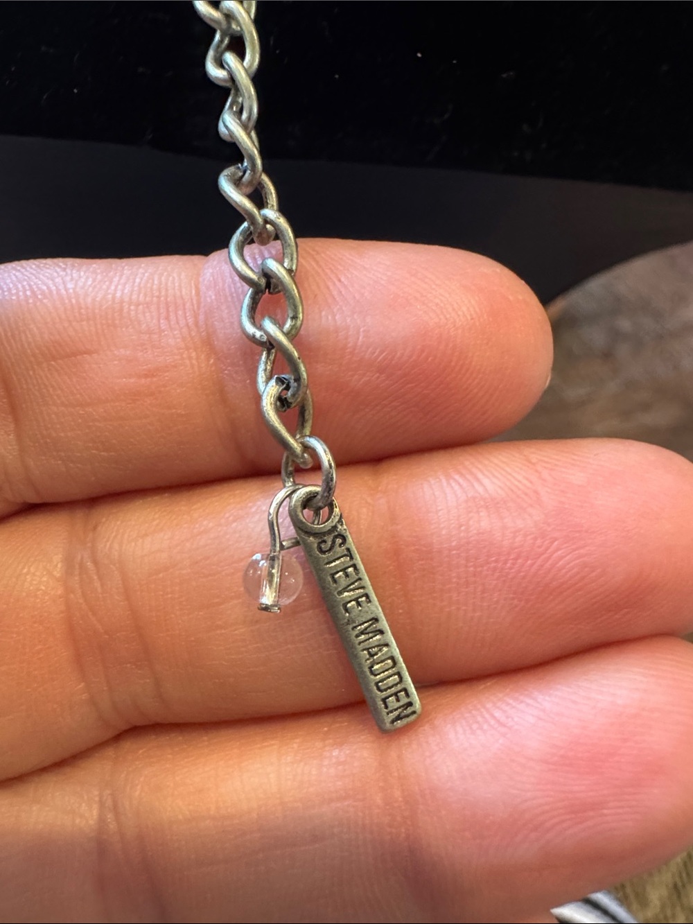 Vintage Steve Madden Boho Silver-Tone Crescent Necklace with Turquoise Accents - Picture 6 of 6